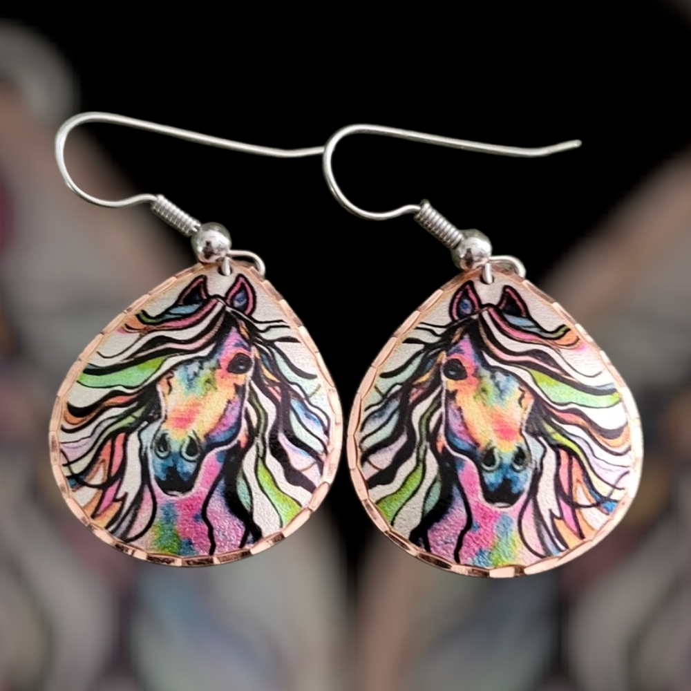 Colorful Horse Design Earrings